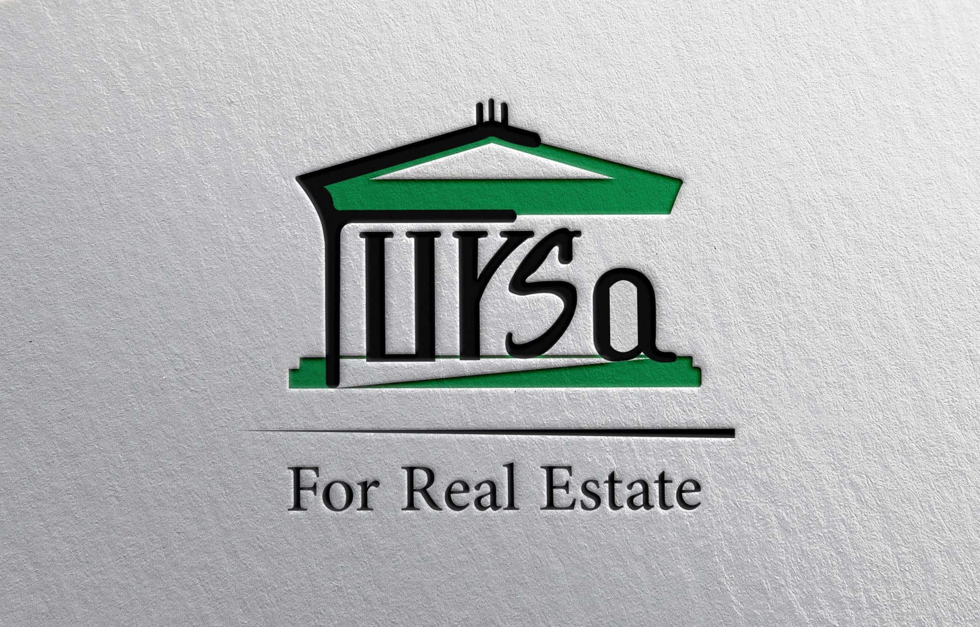 A Fursa option where the letters form a building with a green roof.
